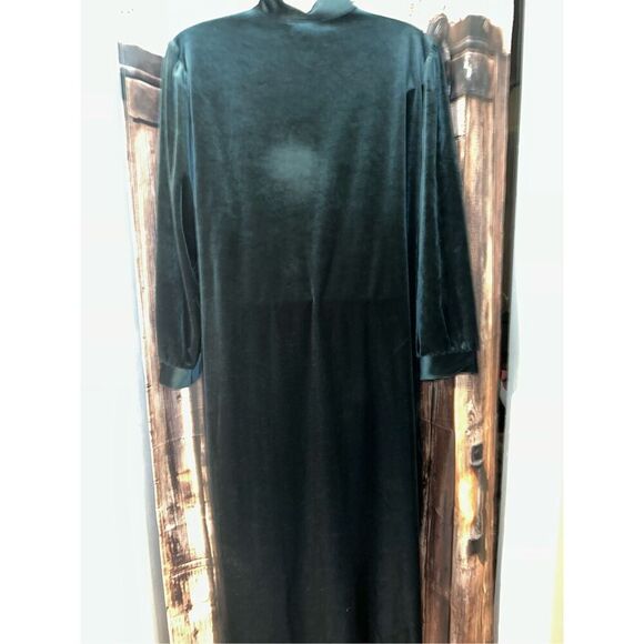 VTG Amanda Stewart Intimates Dark Green Velour Pullover 1/2 Zip Robe Women's 1XL - Picture 2 of 8